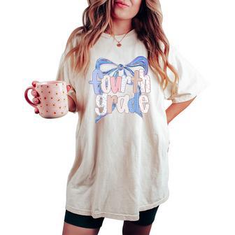 4Th Grade Preppy Floral Coquette Bow Girly Back To School Women's Oversized Comfort T-shirt - Thegiftio UK