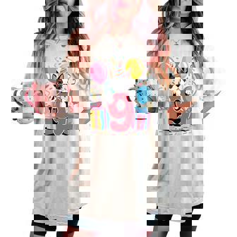 9歳の誕生日 男の子 女の子 9歳 9歳 ボストンテリア 長袖tシャツ レディースオーバーサイズコンフォートTシャツ - Kawaiitshirt