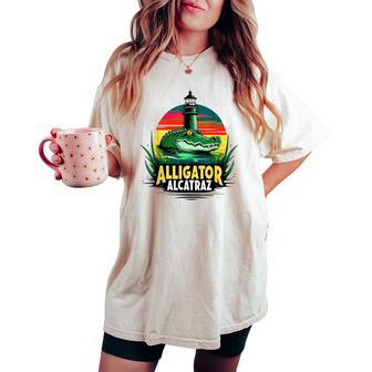 Alligator Alcatraz Retro Alcatraz Island Alligator Women Women's Oversized Comfort T-shirt - Thegiftio UK