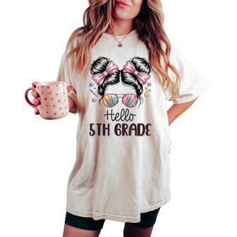Back To School Coquette Bow Teacher Hello Fifth Grade Girls Women's Oversized Comfort T-shirt - Thegiftio UK