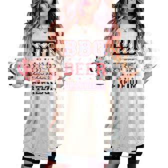 Bbq Beer Freedom レディースオーバーサイズコンフォートTシャツ - Kawaiitshirt