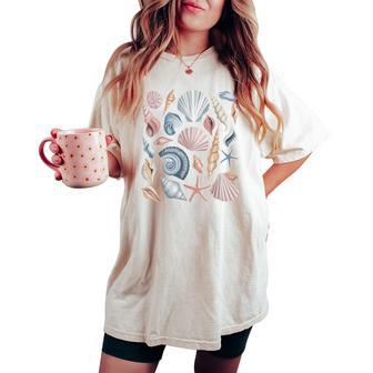 Beachy Seashell Coastal Grandma Starfish Ocean Cottagecore Women's Oversized Comfort T-shirt - Thegiftio UK