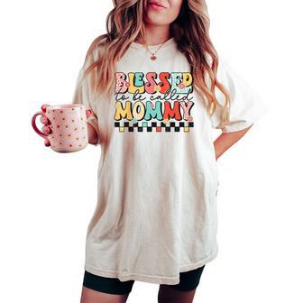 Blessed To Be Called Mom Happy Checkered Mother's Day Women's Oversized Comfort T-shirt - Thegiftio UK