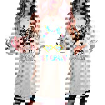 Bruh Im In 1St Grade Messy Bun First Day Of School Girls Women's Oversized Comfort T-shirt | Mazezy