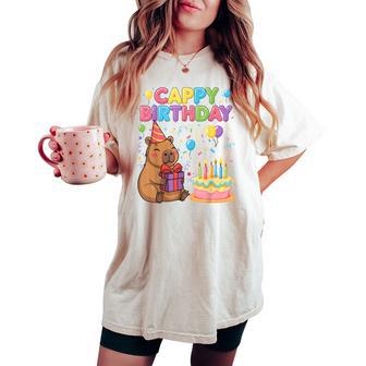 Capybara Lovers Cappy Birthday Girl Boy Happy Birthday Party Women's Oversized Comfort T-shirt - Thegiftio UK