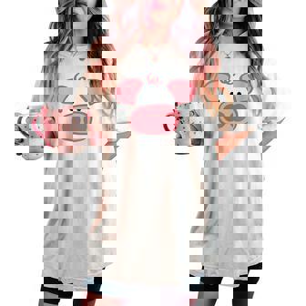 Cara De Cerdo Cerdito Granja Chibi Kawaii Cuello Camiseta extragrande cómoda para mujer - Regaloses