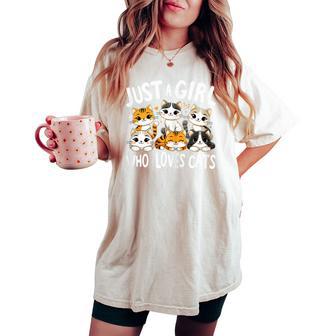 Cats Lover Just A Girl Who Loves Cat Women's Oversized Comfort T-shirt - Thegiftio
