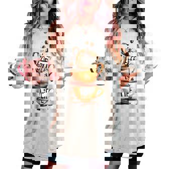 Coffee Is Life 愉快なコーヒー好きのギフト レディースオーバーサイズコンフォートTシャツ - Kawaiitshirt