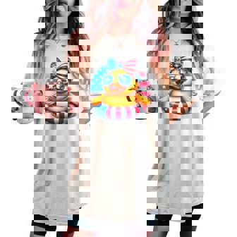 Cool Rubber Duck Usa Flag Cute Duckie 4Th Of July Patriotic Women's Oversized Comfort T-shirt - Monsterry