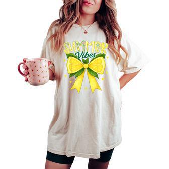 Cute Lemon Tropical Fruits Coquette Bows Summer Vibes Girl Women's Oversized Comfort T-shirt - Thegiftio UK