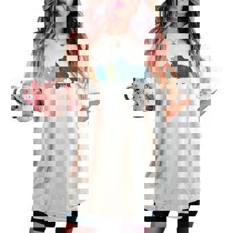 Dog Mom & Dad シルエット ヴィンテージ シェルティ シェットランド シープドッグ レディースオーバーサイズコンフォートTシャツ - Kawaiitshirt