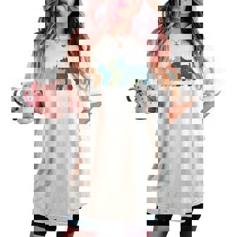 Dog Mom & Dad シルエット ヴィンテージ シュナウザー レディースオーバーサイズコンフォートTシャツ - Kawaiitshirt