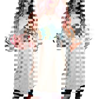 Dog Mom & Dad シルエット ヴィンテージトイプードル レディースオーバーサイズコンフォートTシャツ - Kawaiitshirt