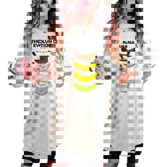 The Evolution Of Banana Novelty Graphic & Cool s レディースオーバーサイズコンフォートTシャツ - Kawaiitshirt