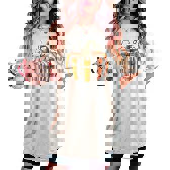 Fall Book Pumpkin Fall Librarians Bookworm Teachers Students Women's Oversized Comfort T-shirt | Mazezy