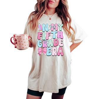 In My Fifth 5Th Grade Era Teacher Girl Bow Back To School Women's Oversized Comfort T-shirt - Thegiftio UK