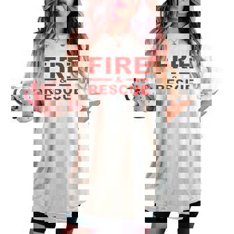 Fire Rescue 消防士 消防士 キッズ 若者 大人 男の子 女の子 レディースオーバーサイズコンフォートTシャツ - Kawaiitshirt