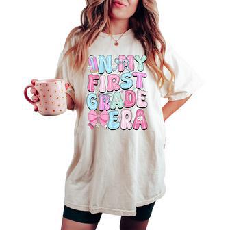 In My First 1St Grade Era Teacher Girl Bow Back To School Women's Oversized Comfort T-shirt - Thegiftio UK