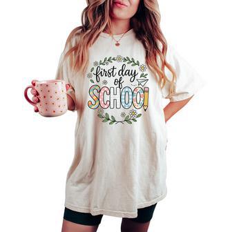 First Day Of School Floral Back To School Teacher Women's Oversized Comfort T-shirt - Thegiftio UK