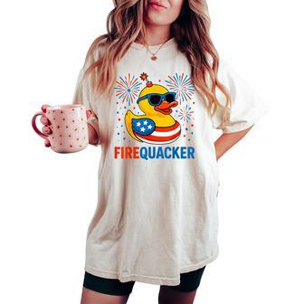 4Th Of July Duck Firequacker Patriotic Fourth Of July Women's Oversized Comfort T-shirt - Thegiftio UK
