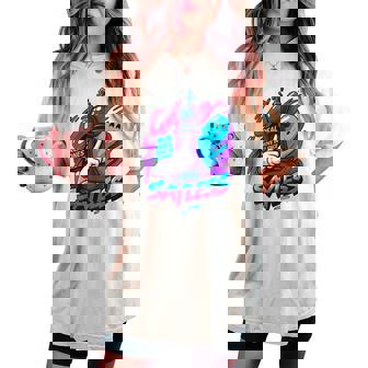 Retro Purple Grape 5 Team Matching Black Women's Oversized Comfort T-shirt - Thegiftio