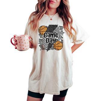 Game Day Basketball Retro Checkered Mama Mother's Day Sports Women's Oversized Comfort T-shirt - Thegiftio UK