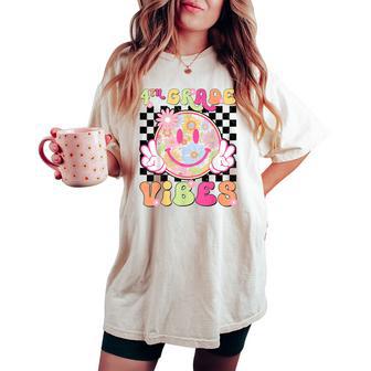 Groovy 4Th Grade Vibes First Day Of School Teacher Girls Women's Oversized Comfort T-shirt - Thegiftio UK