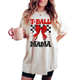 Groovy Tball Mom Softball T-Ball Mama Checkered Women's Oversized Comfort T-shirt - Thegiftio UK