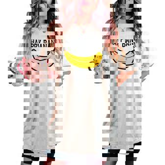 Happy Banana ファニーバナナラブ フルーツバナナ スマイリーフェイス レディースオーバーサイズコンフォートTシャツ - Kawaiitshirt
