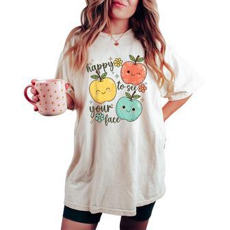 Happy To See Your Face Teacher Apple Women's Oversized Comfort T-shirt - Thegiftio UK