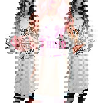 Hello Third Grade First Day Of School Coquette Teacher Girl Women's Oversized Comfort T-shirt | Mazezy