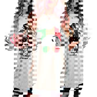 Italian Mom Messy Bun Italy Pride Patriotic Mother's Day Women's Oversized Comfort T-shirt - Monsterry