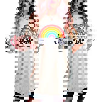 Lgbtq Be You Pocket Gay Pride Lgbt Ally Rainbow Flagintage レディースオーバーサイズコンフォートTシャツ - Kawaiitshirt