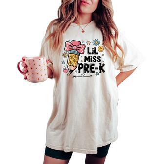 Lil Miss Pre-K Pencil Bow First Day Of School Pre-K Women's Oversized Comfort T-shirt - Thegiftio UK