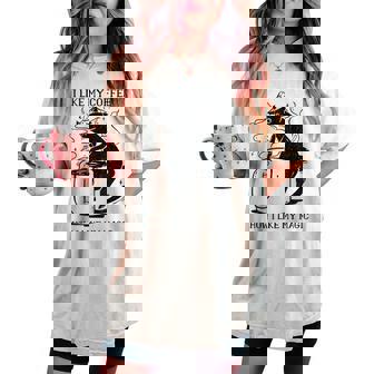 Magic Coffee Cat 面白い猫 レディースオーバーサイズコンフォートTシャツ - Kawaiitshirt