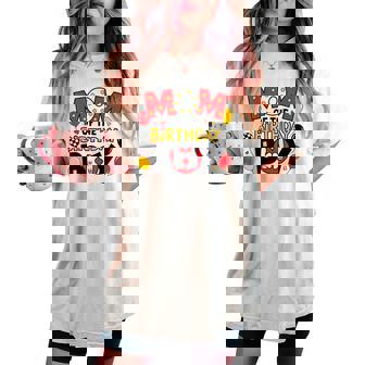 Mom Of The Birthday Boy Family Matching Mom Son Bday Women's Oversized Comfort T-shirt - Thegiftio