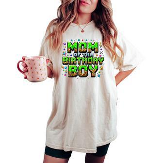 Mom Of The Birthday Boy Game Pixel Number Birthday Party Women's Oversized Comfort T-shirt - Thegiftio UK