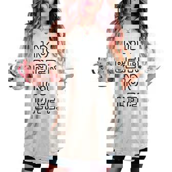 No Beer No Life ノービアーノーライフ ビール おもしろ かわいい レディースオーバーサイズコンフォートTシャツ - Kawaiitshirt