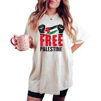 Oporte De Bandera De Palestina Gratis Con Palestina Cuello Camiseta extragrande cómoda para mujer - Regaloses