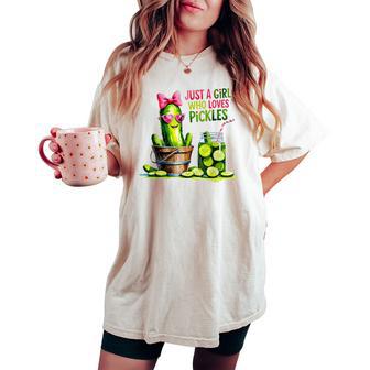 Pickle Just A Girl Who Loves Pickles Food Lover Women's Oversized Comfort T-shirt - Thegiftio UK