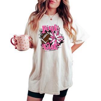 Pink Out Football Breast Cancer Awareness Cheer Mom Mama Women's Oversized Comfort T-shirt - Thegiftio UK