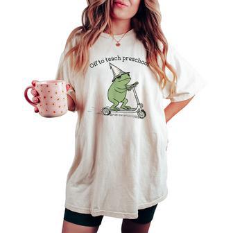 Pre K Grade Teacher Frog Back To School Preschool Women's Oversized Comfort T-shirt - Thegiftio