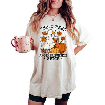 Pumpkin Spice Goose Fall Coffee Lover Autumn Season Women's Oversized Comfort T-shirt - Thegiftio UK
