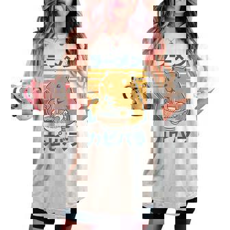 Retro Capybara Eating Ramen Noodles Anime Girls Boys Women's Oversized Comfort T-shirt - Thegiftio