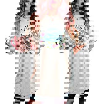 Retro Floral Glacier National Park Hiking Camping Outdoor Women's Oversized Comfort T-shirt - Thegiftio