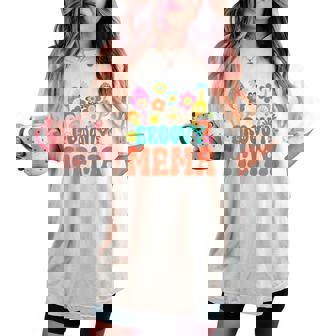 Retro Groovy Mema For Mother's Day Hippie Flower Women's Oversized Comfort T-shirt - Monsterry