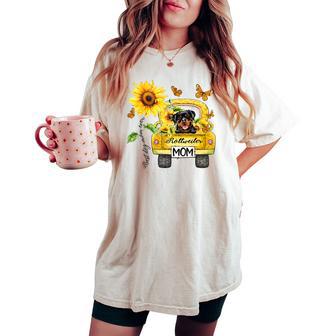 Rottweiler Mom Sunflower Best Dog Mom Ever Mother's Day Women's Oversized Comfort T-shirt - Thegiftio UK