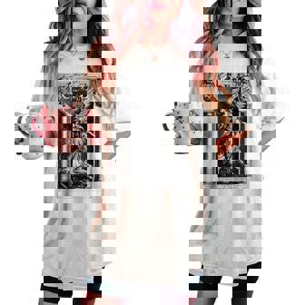 Saint Michael The Archangel Defeating Satan Christian Women's Oversized Comfort T-shirt - Monsterry