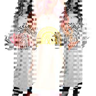 In September We Wear Gold Rainbow Childhood Cancer Awareness Women's Oversized Comfort T-shirt | Seseable CA