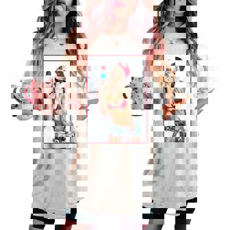 Sexy Girl グラフィックtシャツ セクシーアイスポップピンナップ 3 バックプリント レディースオーバーサイズコンフォートTシャツ - Kawaiitshirt